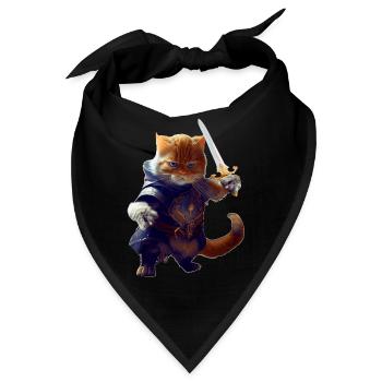 Ritter Katze die mit Schwert und Tapferkeit kämpft - Bandana - Schwarz - Vorne