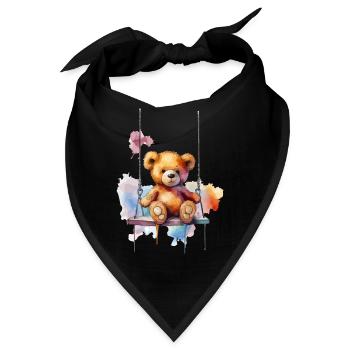 Teddybär auf ihrer Schaukel - Bandana - Schwarz - Vorne