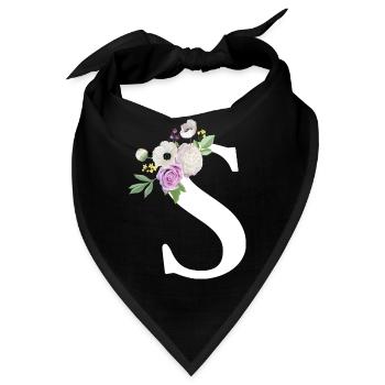 Lila Blumenbuchstabe S - Bandana - Schwarz - Vorne