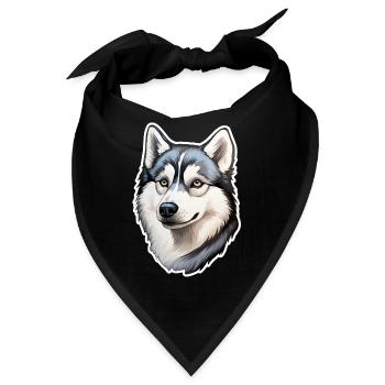 Siberian Husky Kopf - Bandana - Schwarz - Vorne