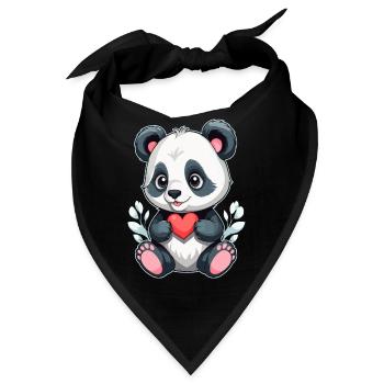 Panda mit Herz - Bandana - Schwarz - Vorne