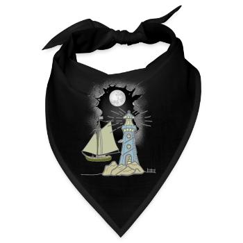 Segelschiff Schiff Schiffe Leuchtturm segeln Mond - Bandana - Schwarz - Vorne