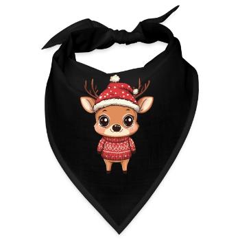 Hirsch Weihnachten - Bandana - Schwarz - Vorne