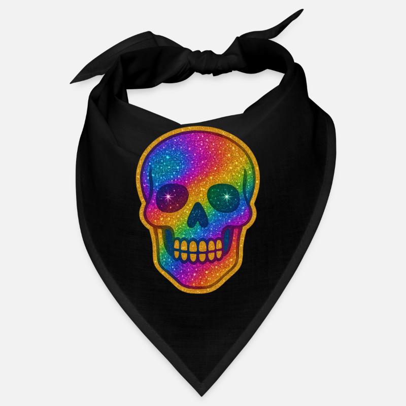 Crâne à paillettes arc-en-ciel Bandana