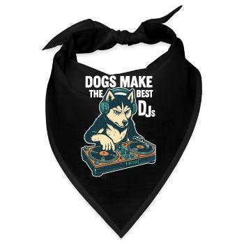 Husky DJ Retro Design: Dogs Make the Best DJs - Bandana - Schwarz - Vorne