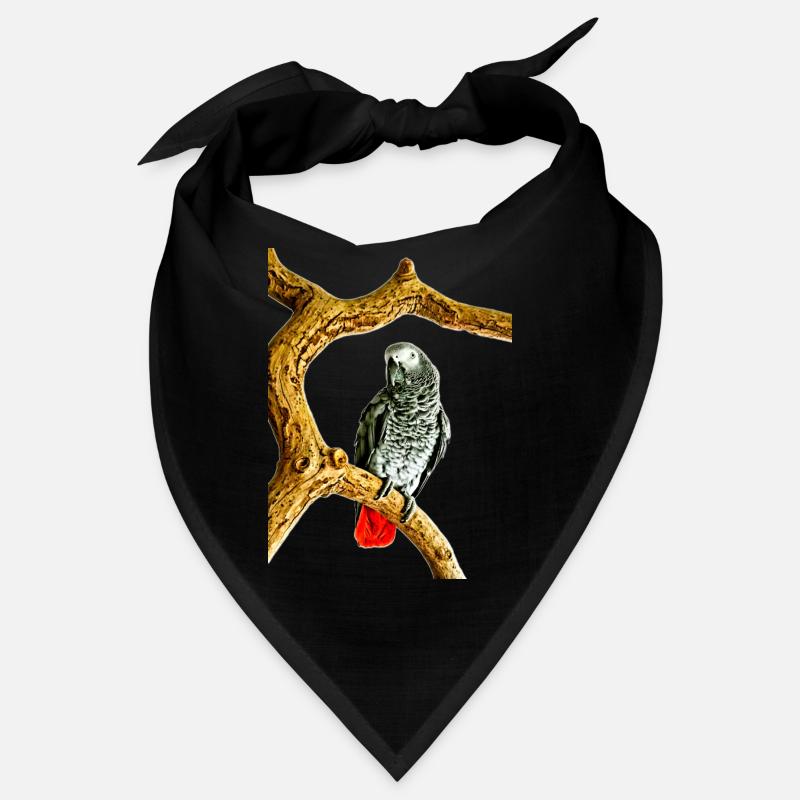 Parrot Noir with red tail tip, Grey parrot Bandana