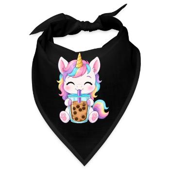 Niedlicher Einhorn mit Bubble Tea - Bandana - Schwarz - Vorne