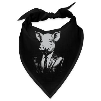 Elegantes Schwein im Anzug - Bandana - Schwarz - Vorne