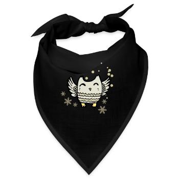 Herzige Eule mit Schneeflocken - Bandana - Schwarz - Vorne