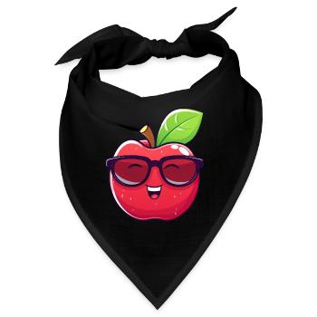 Cooler Kawaii Apfel mit Sonnenbrille Nerdiges - Bandana - Schwarz - Vorne