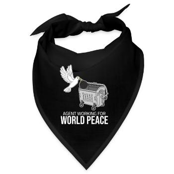 Agent working for World Peace - Friedenstaube - Bandana - Schwarz - Vorne