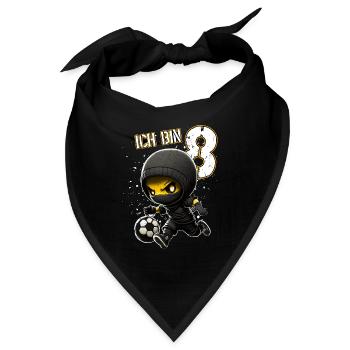 Kinder Geburtstag 8 Jahre - Fussball und Ninjas - Bandana - Schwarz - Vorne