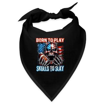 Patriotisches Totenkopf-Design American Football - Bandana - Schwarz - Vorne