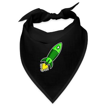 Rakete Motiv - grüne Rakete - Bandana - Schwarz - Vorne