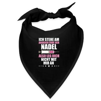 Krankenschwester Nadel Lustiges Spruch Shirt - Bandana - Schwarz - Vorne