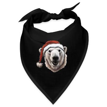 Eisbär Kopf Weihnachtsmütze Weihnachten Geschenk - Bandana - Schwarz - Vorne