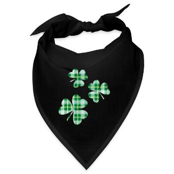 3 St. Patrick's Day Irish Tartan Kleeblätter - Bandana - Schwarz - Vorne