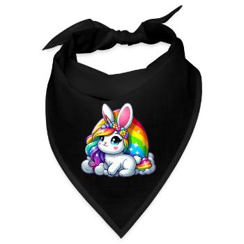 REGENBOGENFARBENER EINHORN - OSTERHASE - Bandana - Schwarz - Vorne