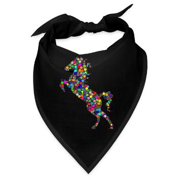 buntes springendes Pferd - Bandana - Schwarz - Vorne