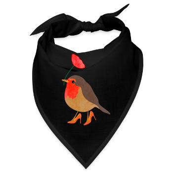 Rotkehlchen mit Mohnblume - Bandana - Schwarz - Vorne