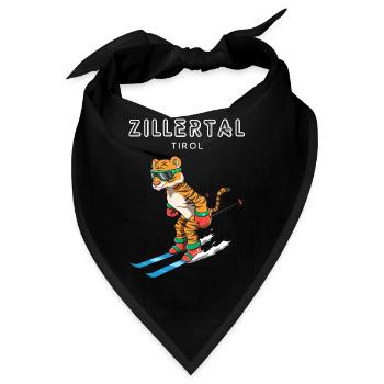 Zillertal Tirol Österreich Retro Ski Tiger - Bandana - Schwarz - Vorne