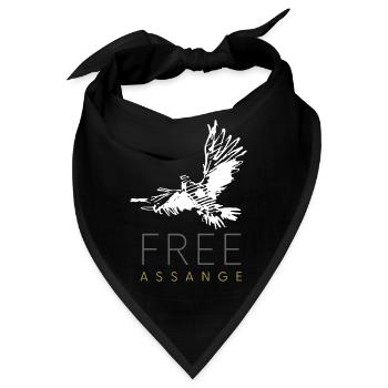 Free Assange Freiheit für Julian Assange Taube - Bandana - Schwarz - Vorne