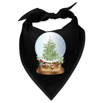 schöne nostalgische Schneekugel mit Weihnachtsbaum - Bandana - Schwarz - Vorne