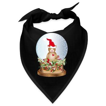 schöne nostalgische Schneekugel mit Teddybär - Bandana - Schwarz - Vorne
