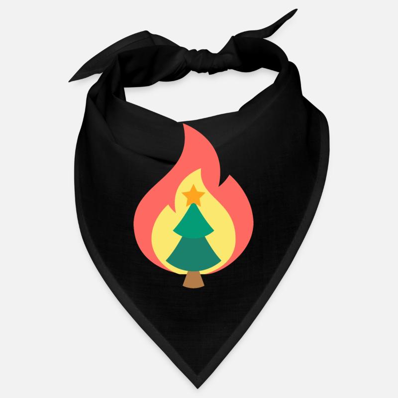 Christmas Tree Flame Minimal Design - Bandana - black