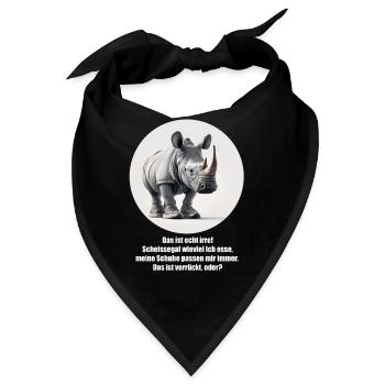 Rhinozeros (Nashorn) mit Turnschuhen - Bandana - Schwarz - Vorne