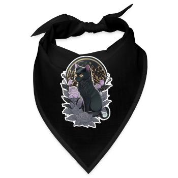 Schwarze Katze im Gothic-Stil - Bandana - Schwarz - Vorne