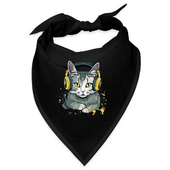 Jili, die audiophile Katze - Bandana - Schwarz - Vorne