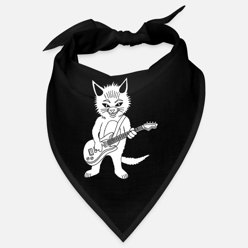 Chat blanc guitariste Bandana