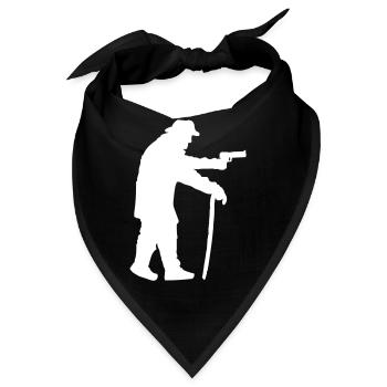 Gangster Rentner Opa Alter Mann Gehstock Waffe - Bandana - Schwarz - Vorne
