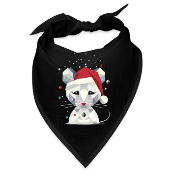 Schneemaus im geometrischen Weihnachtsdesign - Bandana - Schwarz - Vorne