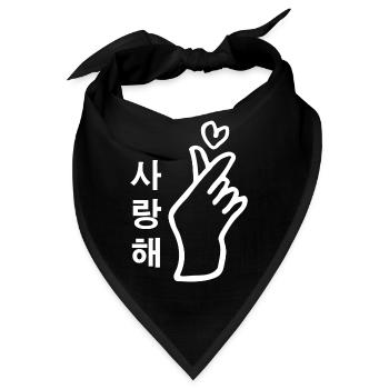 Kpop Handzeichen Herz Saranghae - Bandana - Schwarz - Vorne