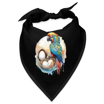 Papagei Wasserfarbe - Bandana - Schwarz - Vorne