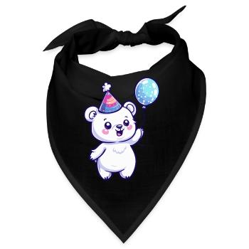 Eisbär Geburtstag Comic Niedlich - Bandana - Schwarz - Vorne