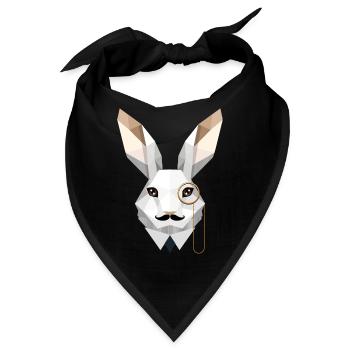 Eleganter Osterhase mit Monokel & Schnurrbart - Bandana - Schwarz - Vorne