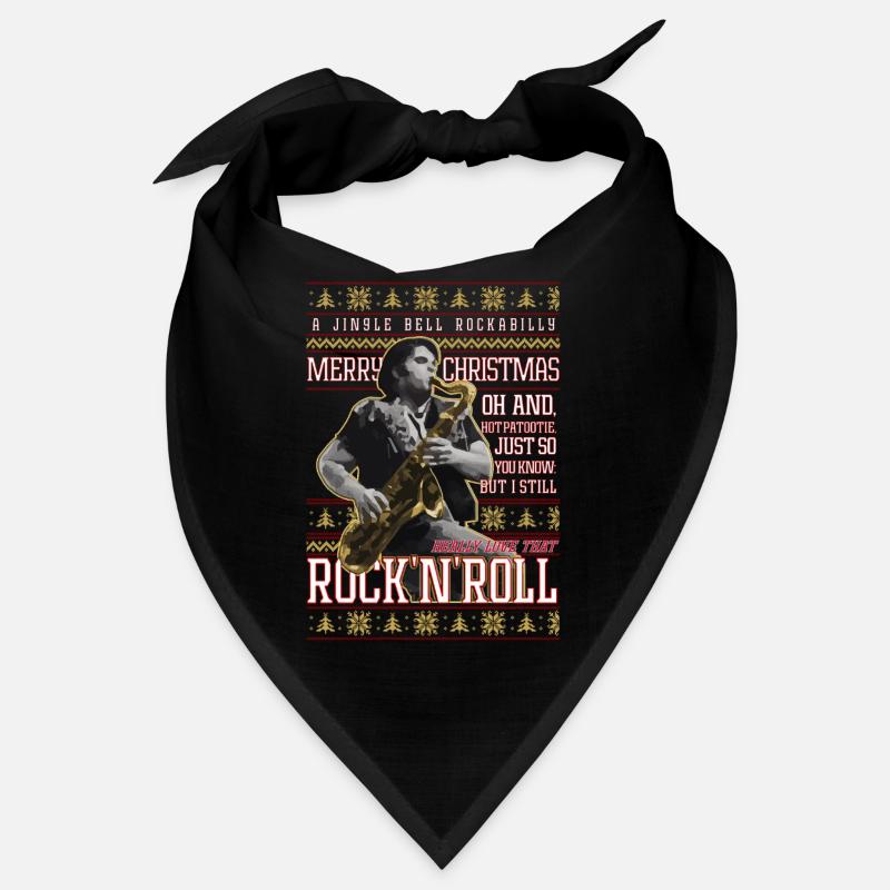Eddie Rockabilly Sax Ugly Christmas Sweater Bandana