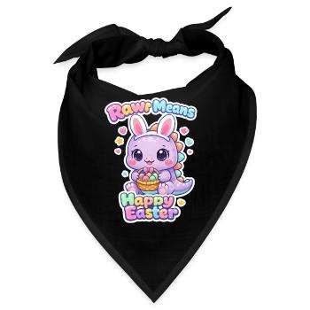 Hasen Kinder Ostern Rawr Dino Happy Easter - Bandana - Schwarz - Vorne