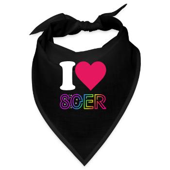 I Love 80er Jahre - bunter Regenbogen - Kostüm - Bandana - Schwarz - Vorne
