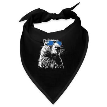 Cooles Capybara - Zeichnung Silhouette - Bandana - Schwarz - Vorne