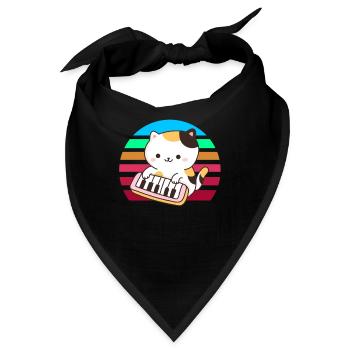Klavier Keyboard Katze Sonnenuntergang - Bandana - Schwarz - Vorne