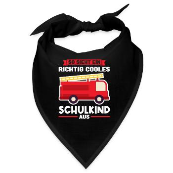 Schulkind Feuerwehr Schulbeginn Geschenk - Bandana - Schwarz - Vorne