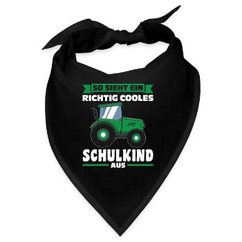 Schulkind Traktor Schulbeginn Geschenk - Bandana - Schwarz - Vorne