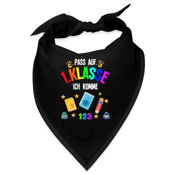 1.Klasse Schulanfang Schulanfänger Geschenk - Bandana - Schwarz - Vorne