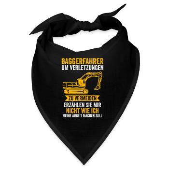 Baggerfahrer Job Baumaschine Geschenk - Bandana - Schwarz - Vorne