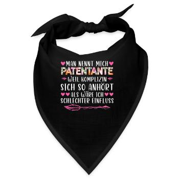 Patentante Taufe Patin Geschenk - Bandana - Schwarz - Vorne