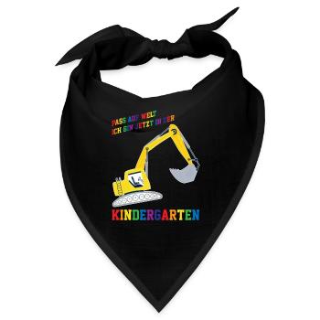 Kindergarten Bagger Kita-Anfang Geschenk - Bandana - Schwarz - Vorne